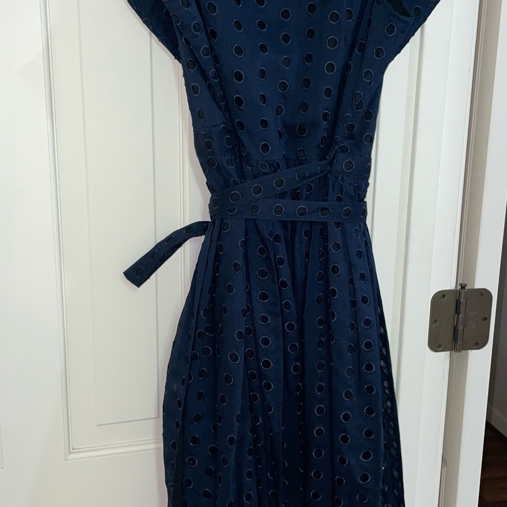 Liz Claiborne Navy Wrap Eyelet Dress